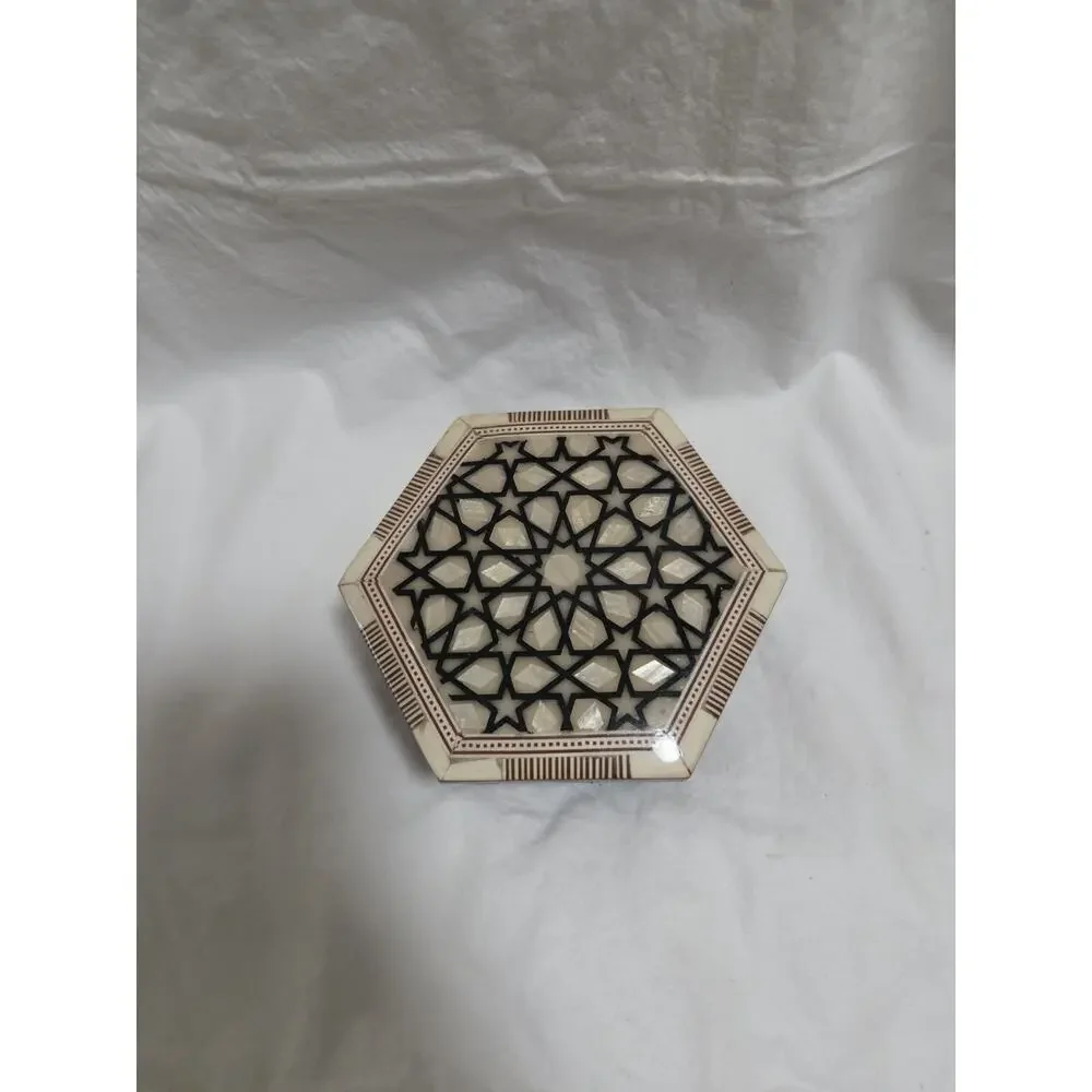 Egyptian Handmade Mother of Pearl Wooden Jewelry Box Treasury Style- Mosaic